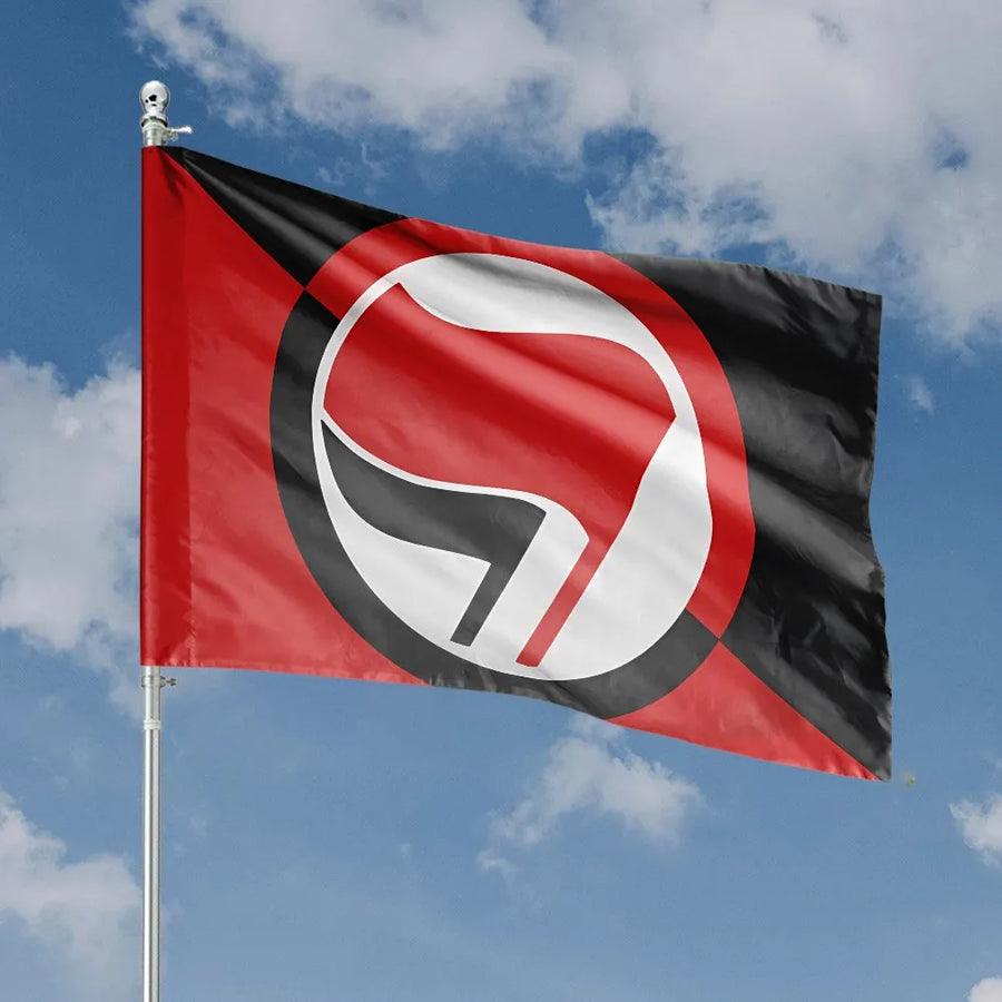 Iron Front House Flag | Double-Sided Anti-Fascist Action Symbol | Weather-Resistant Polyester | Premium Political Yard Decor Gift