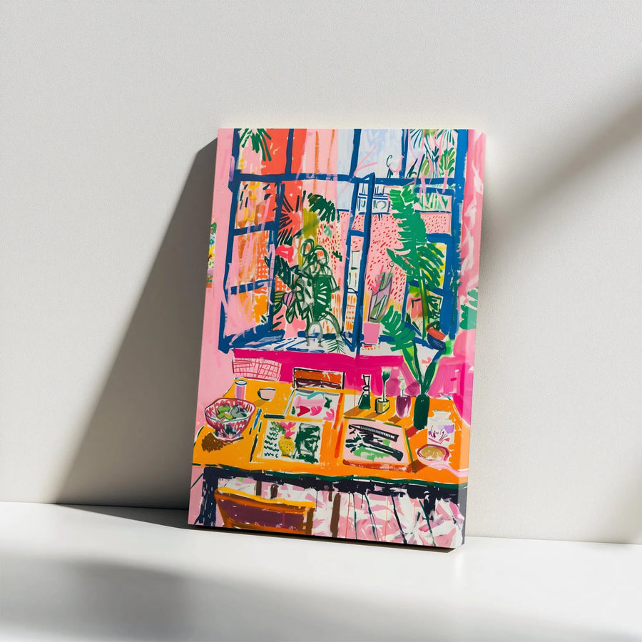 Abstract Interior Canvas Print | Vibrant Expressionist Room Painting | Thick Gallery Wrap Canvas | Contemporary Living Room Art Gift