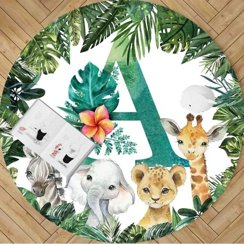 Personalisierte Alphabet Kinderzimmer Teppiche, Personalisierte Tropische Dschungel Kinderzimmer Matte, Babyzimmer Dekor &amp; Geburtstagsgeschenk