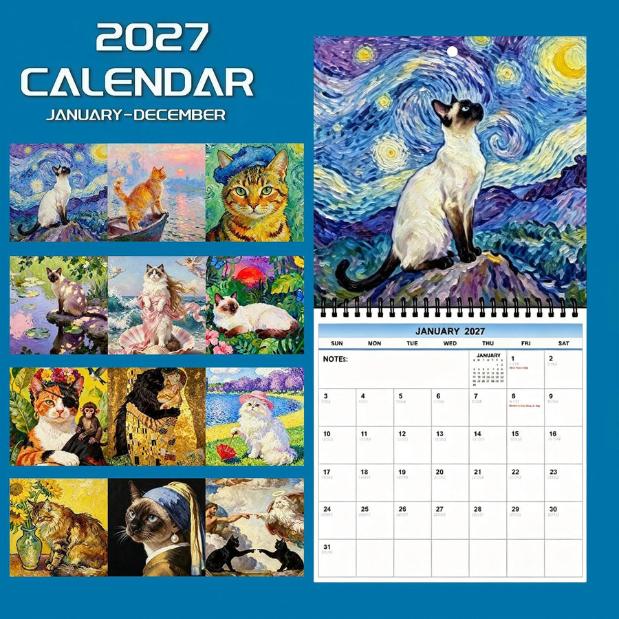 Screaming Cat 2027 Wall Calendar