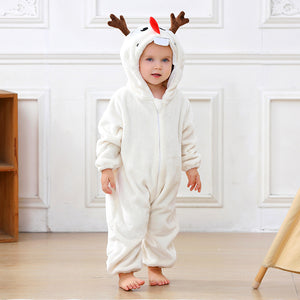 The romper shown standing with the hood down