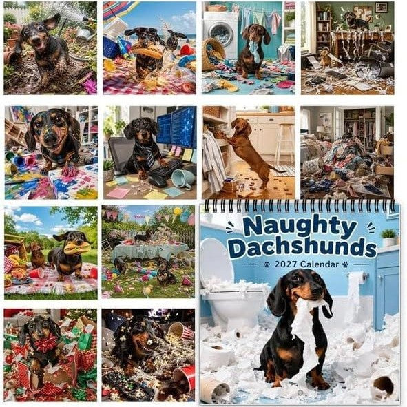 Naughty Dachshund 2027 Wall Calendar