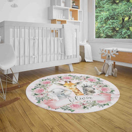 Ziror Personalized Name Animal Rugs Nursery, Floor Playroom Mats, Baby Room Decor & Shower Gift, Kids Birthday Gift Nursery Rug