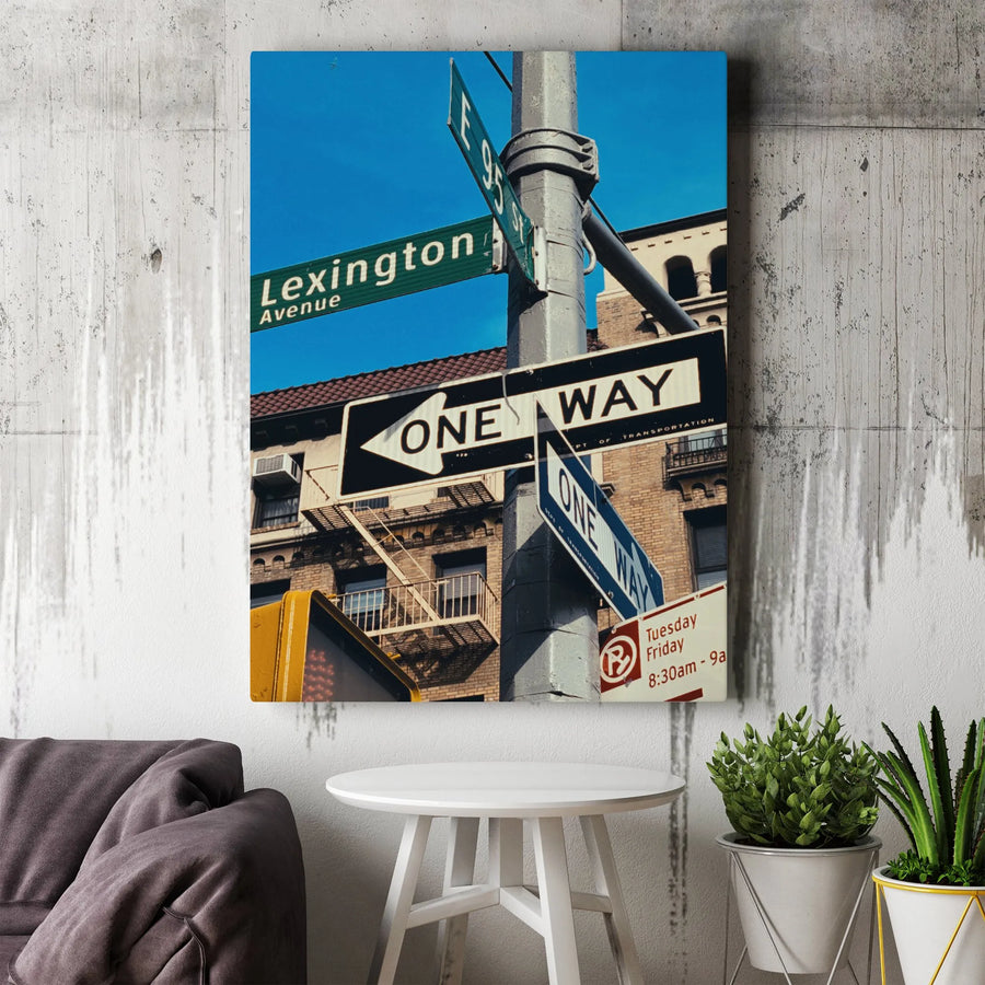 NYC Street Sign Vertical Canvas | Lexington Avenue Photography Print | Premium 1.25" Thick Gallery Wrap | Urban Home Decor Gift for New Yorker