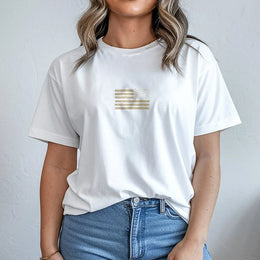 American Flag T-Shirt | Minimalist Distressed Gold Print | Premium Soft Cotton | Patriotic Gift for Men and Women