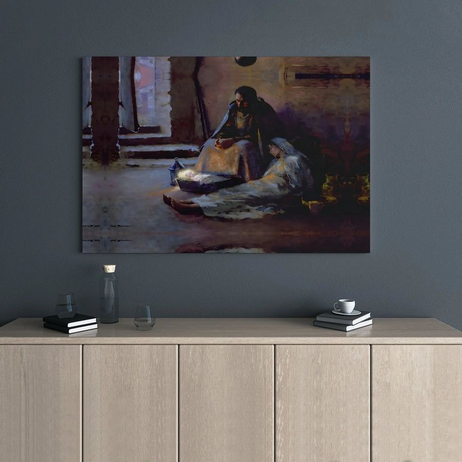 Nativity Scene Canvas Print | Holy Night Religious Wall Art | Premium Gallery Wrap Canvas | Christian Christmas Home Decor Gift