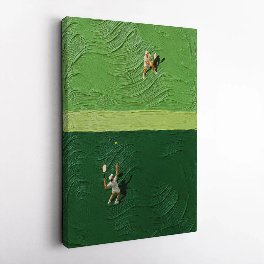 Tennis Court Wall Art | Textured Aerial View Sports Painting | Gallery Quality Canvas Print | Unique Gift for Tennis Players & Fans
