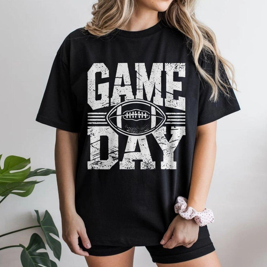 Game Day Football T-Shirt | Distressed Graphic Sports Print | 100% Premium Cotton | Fan Gift for Men and Women