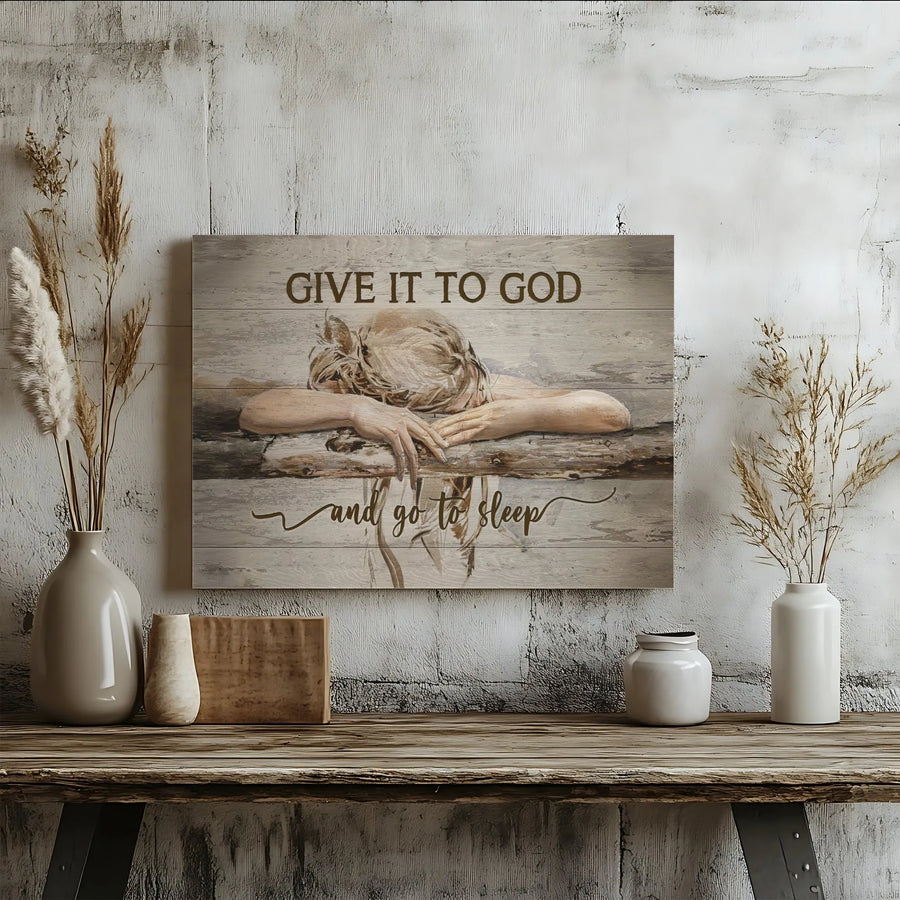 'Give It To God' Canvas Wall Art | Rustic Christian Home Decor | Inspirational Scripture Print | Premium Faith-Based Gift for Women