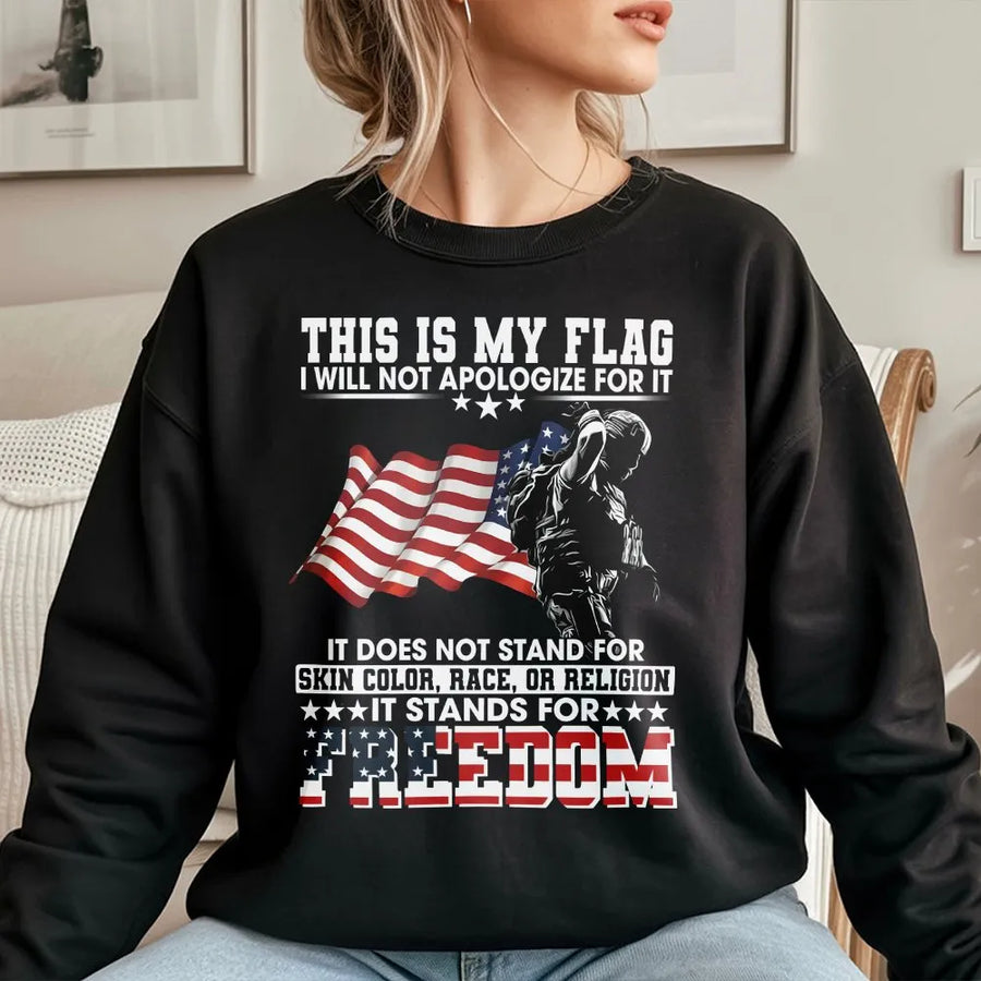 American Flag Soldier Sweatshirt | Patriotic Military Graphic | Cotton Blend Premium Fleece | Unisex Gift for Veterans and Patriot Supporters