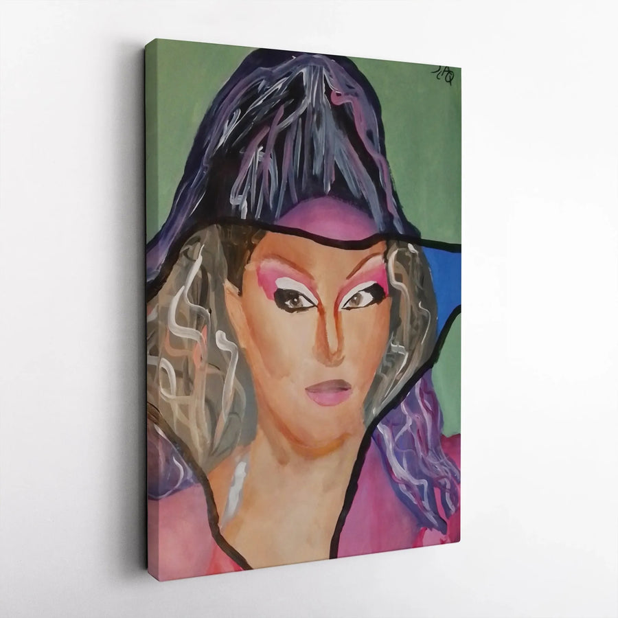 Drag Queen Portrait Canvas Print | Expressive Abstract Face Art | Premium Thick Gallery Wrap | Collector's Modern LGBTQ+ Pride Wall Decor Gift