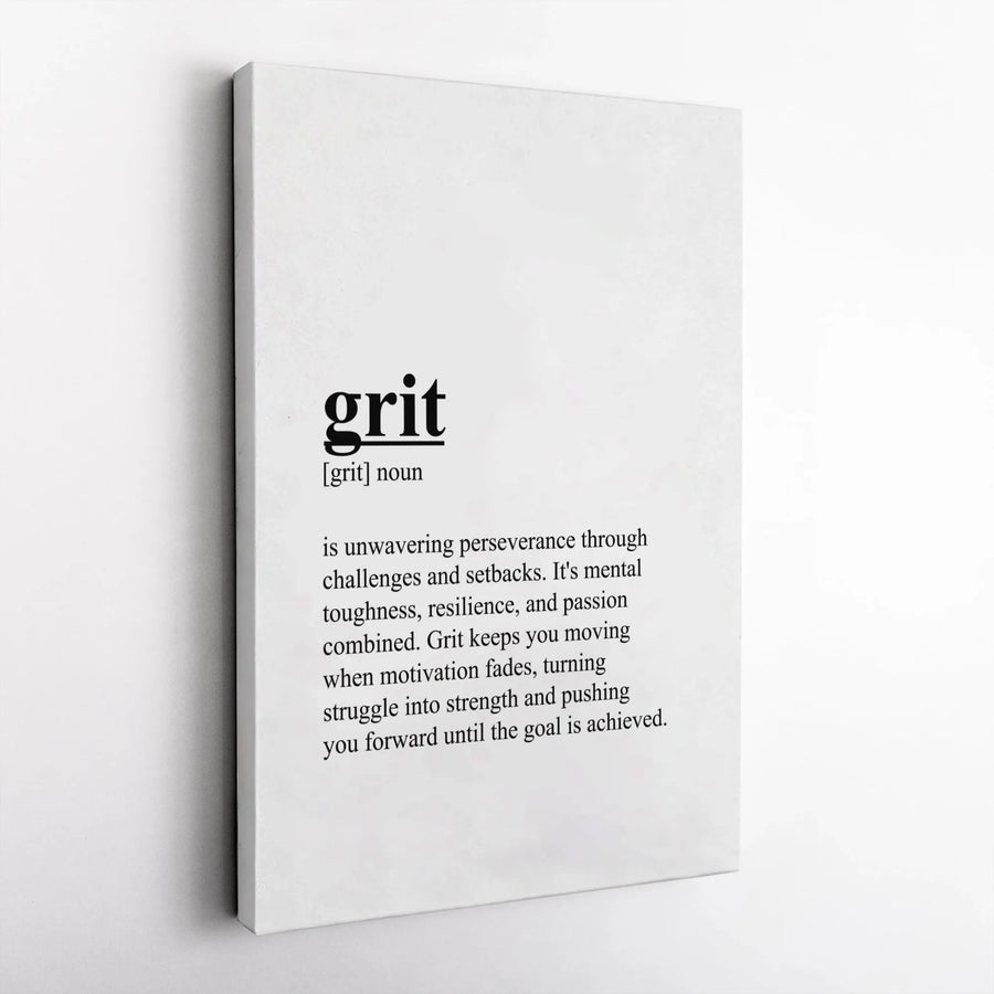 Grit Definition Canvas Print | Minimalist Motivational Wall Art | Premium Gallery Wrap Decor | Inspirational Office Gift for Entrepreneurs