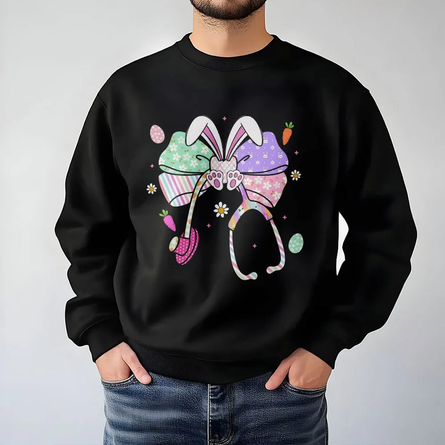 Easter Nurse Sweatshirt | Bunny Stethoscope Coquette Design | Soft Cotton Blend | Cute Healthcare Gift for RN LPN CNA Student