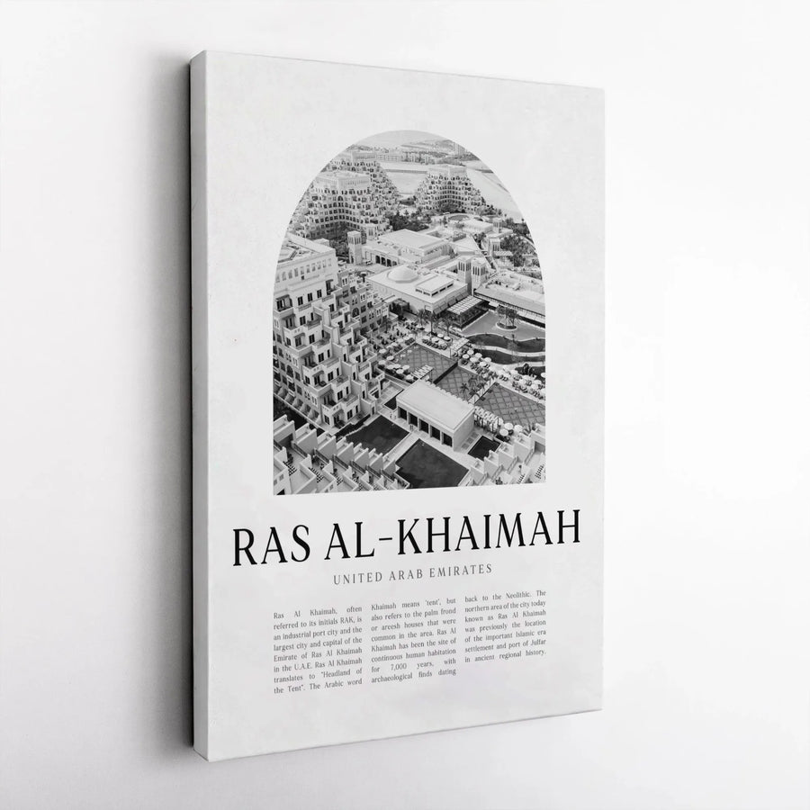 Ras Al-Khaimah Wall Art | UAE City Skyline Definition Print | Premium Gallery Canvas | Travel Gift for Home & Office Decor