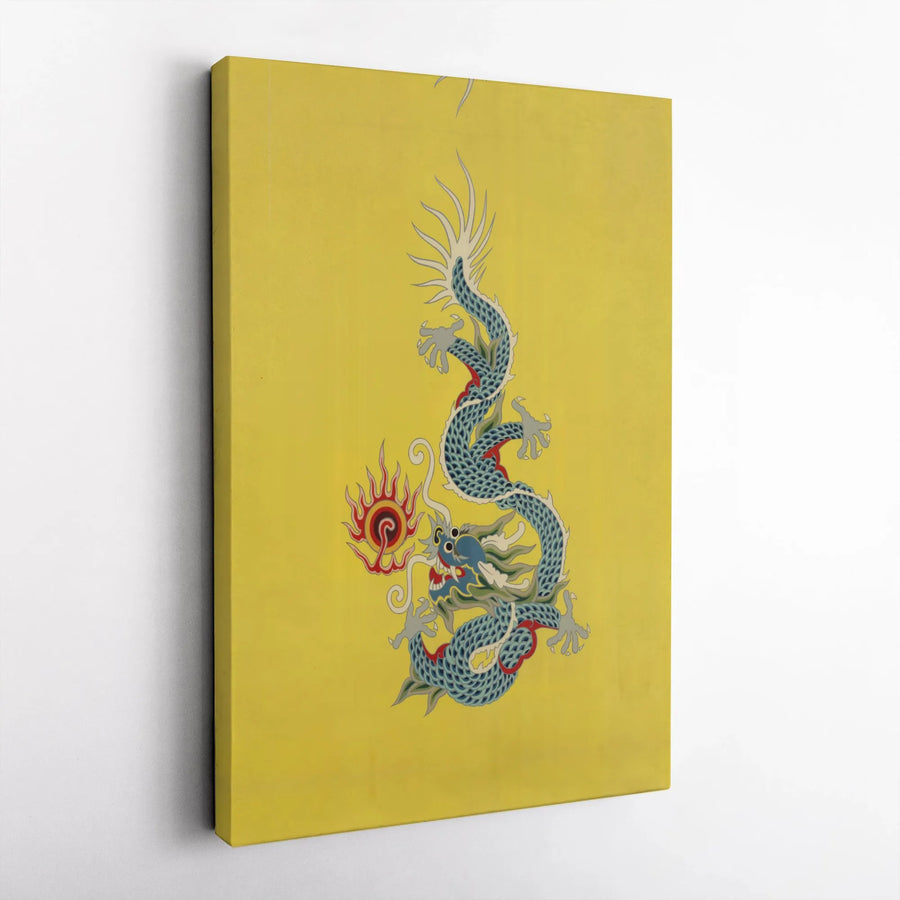 Qing Dynasty Dragon Flag Canvas Print | Imperial China Yellow Banner Art | Premium Fade-Resistant Gallery Wrap | Historical Asian Home Decor Gift