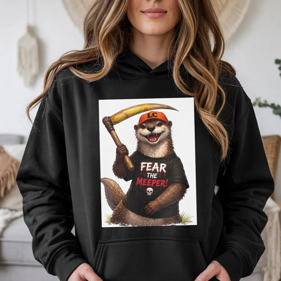 Fear The Meeper Hoodie | Funny Otter with Baseball Scythe Graphic | Premium Soft Cotton | Unisex Gift for Baseball Fan