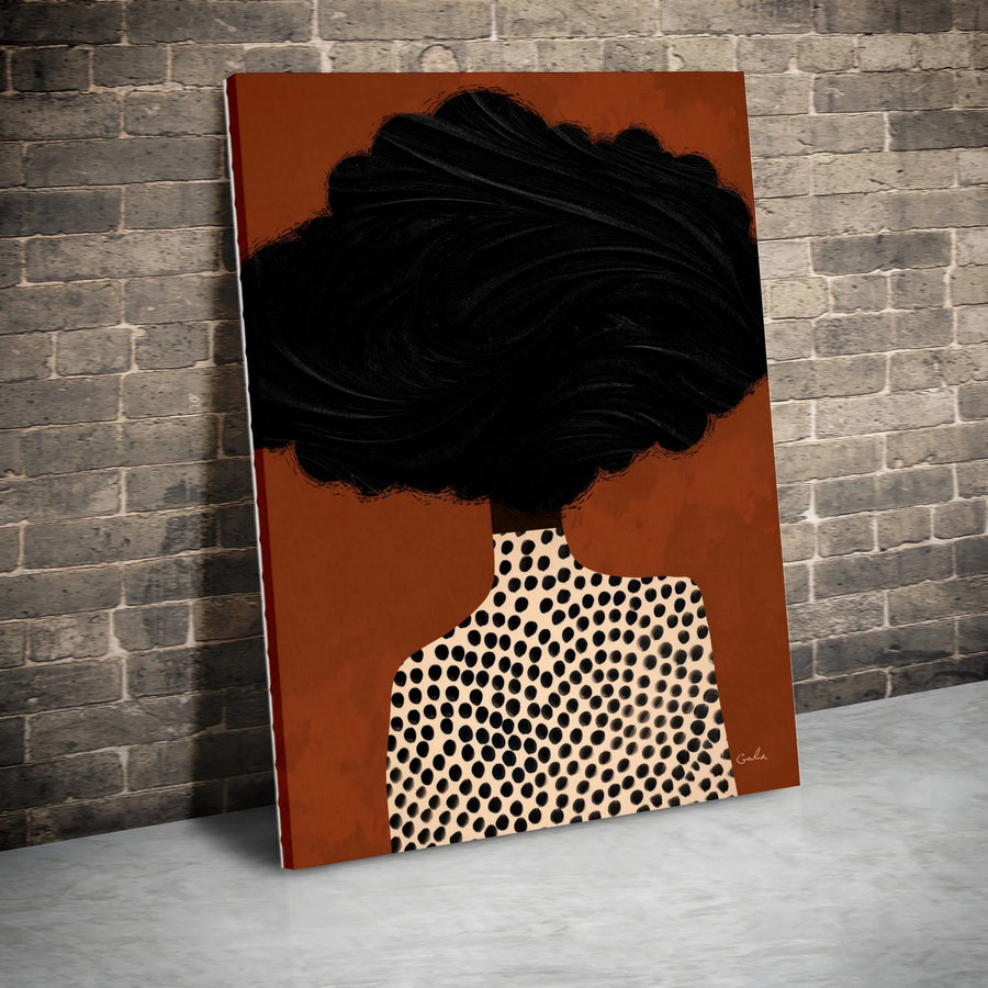 Abstract Black Woman Canvas | Minimalist Natural Hair Portrait | Premium Gallery Wrapped Canvas | Modern Living Room Decor Gift