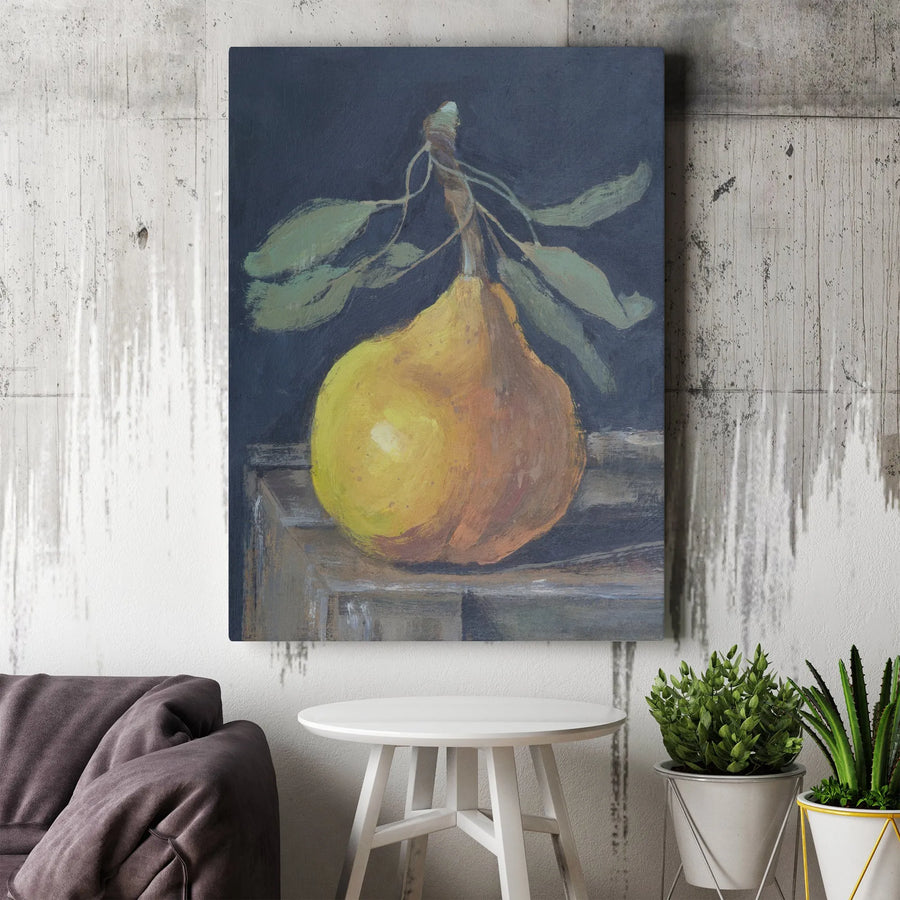 Pear Still Life Vertical Canvas | Vintage Fruit Painting Wall Art | Premium Thick Gallery Wrap | Farmhouse Kitchen & Dining Room Decor Gift