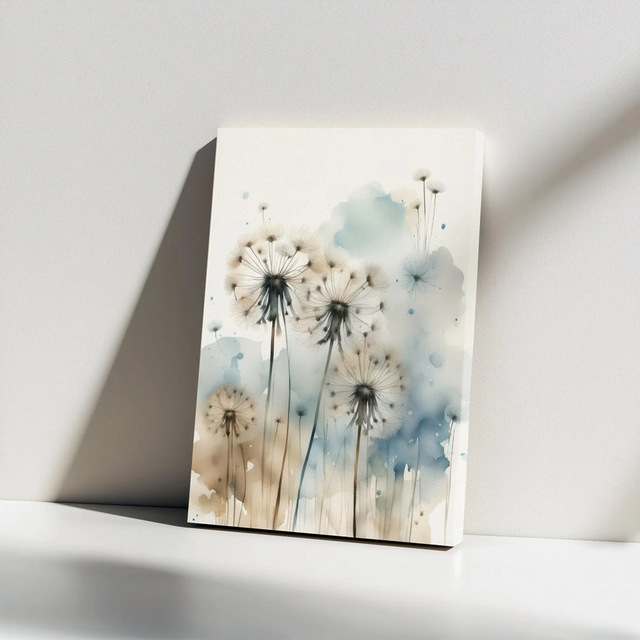 Watercolor Dandelion Canvas Print | Abstract Botanical Art Print | Thick 1.25" Gallery Wrap | Modern Minimalist Home Decor Gift