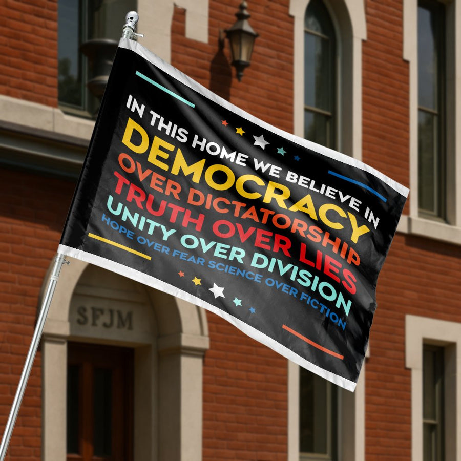 Democracy House Flag | Truth Over Lies Banner | Premium Weather-Resistant Polyester | Patriotic Home Decor Garden Yard Sign