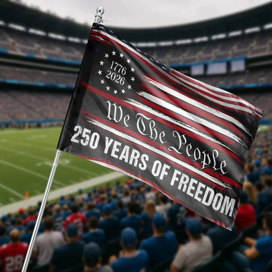 We The People House Flag | USA 250th Anniversary 1776-2026 Design | Double Sided Premium Polyester | Commemorative Patriotic Outdoor Decor Gift