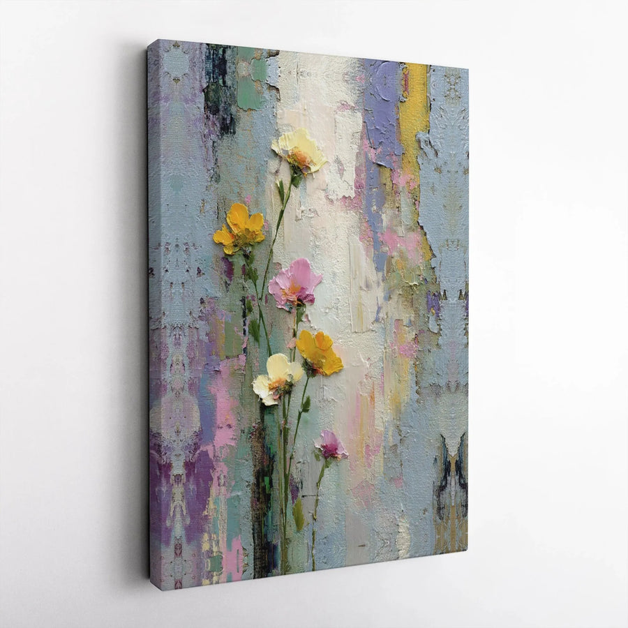Abstract Floral Canvas Wall Art | Textured Oil Painting Print | Gallery-Quality 1.25 inch Frame | Modern Botanical Home Decor Gift