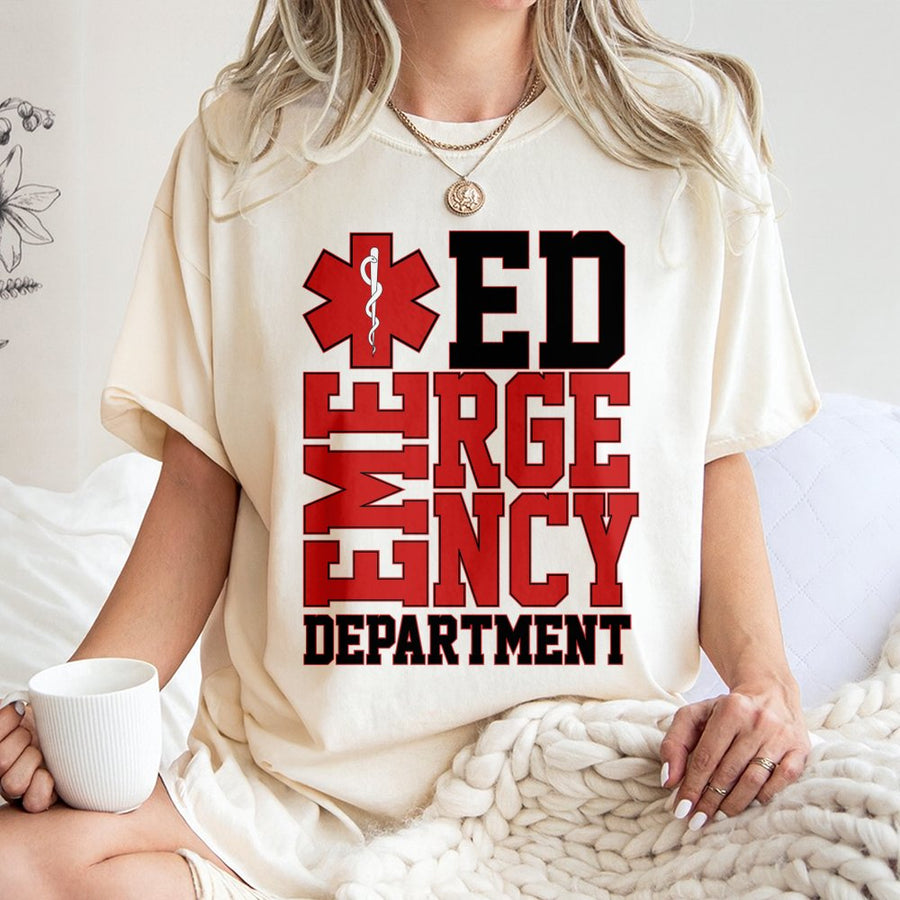 Emergency Department Nurse T-Shirt | ED Medical Staff Graphic Tee | Premium 100% Cotton Apparel | Gift for ER Doctors and Healthcare Professionals