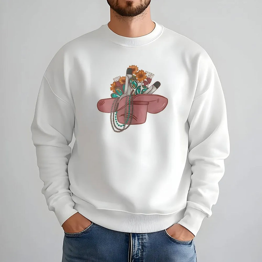 Hairstylist Western Cowboy Hat Sweatshirt | Cosmetologist Beauty Salon Graphic | Premium Cotton Blend | Gift for Hairdresser Stylist