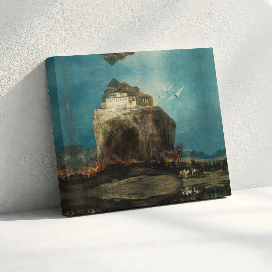 Floating Monastery Wall Art | Surreal Cliffside Landscape Print | Premium 1.25" Gallery Canvas | Dreamy Home Decor Gift