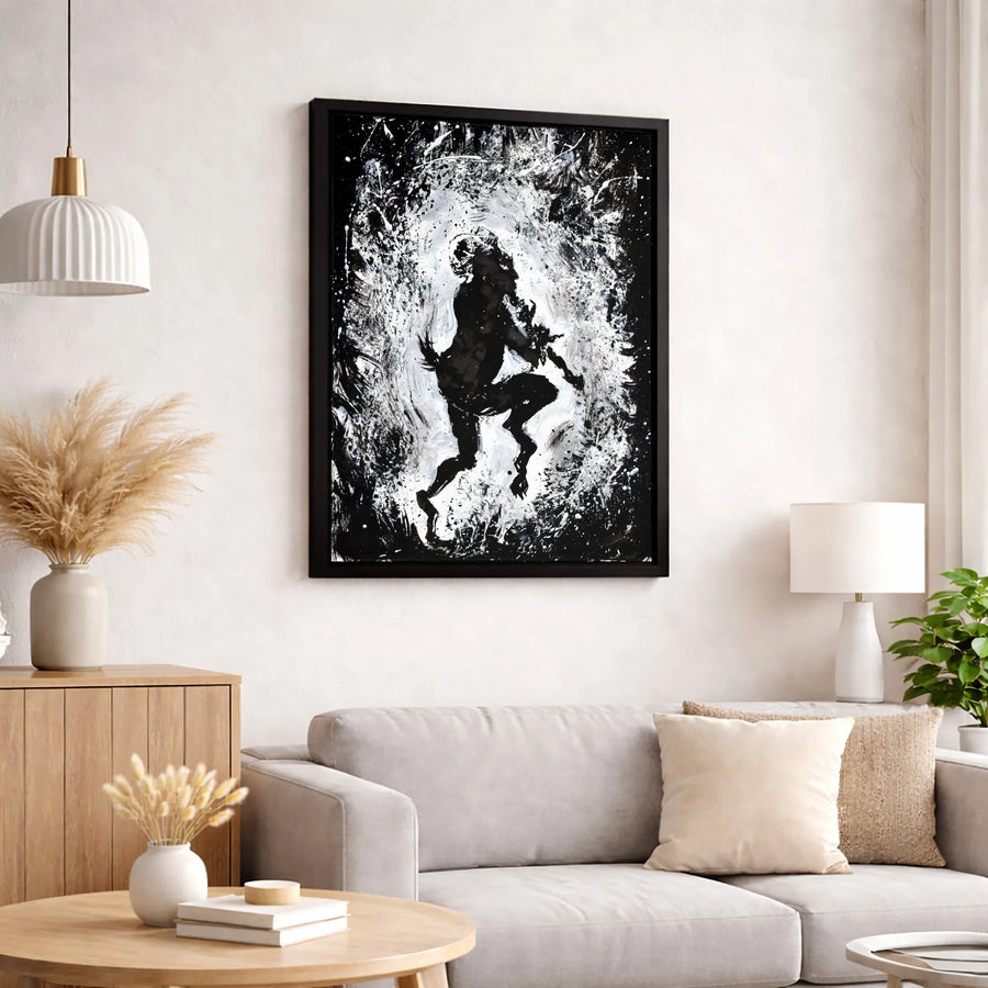 Dancing Faun Canvas Print | Abstract Black and White Music Wall Art | Premium Gallery Wrapped Decor | Mythological Fantasy Gift for Music Lovers