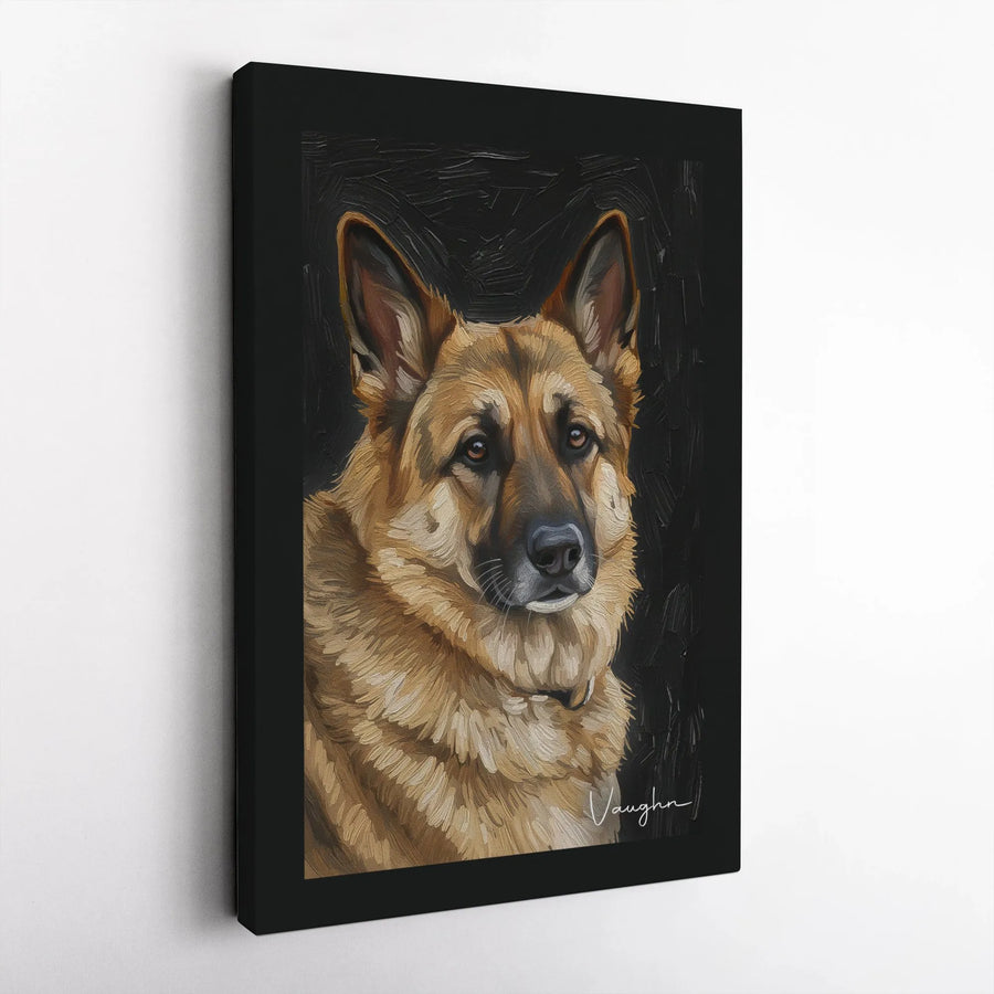 German Shepherd Canvas Wall Art | Textured Digital Dog Portrait | Premium Thick Gallery Wrap | Gift for Pet Lover