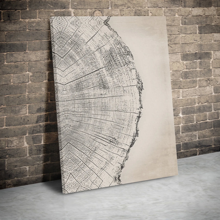Abstract Tree Ring Canvas Wall Art | Minimalist Wood Slice Texture Print | Premium Gallery-Wrapped Decor | Nature-Inspired Home Office Gift
