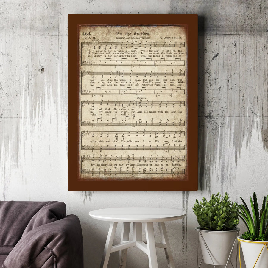 In The Garden Hymn Canvas Print | Vintage Sheet Music Wall Art | Premium Gallery Wrapped Decor | Christian Home Gift For Believers