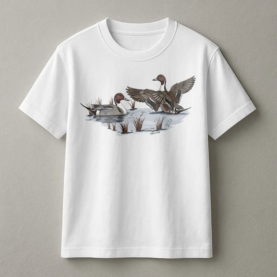 Mallard Duck T-Shirt | Realistic Marsh Wildlife Art | 100% Cotton Premium Tee | Nature Lover Gift for Outdoorsmen and Bird Watchers