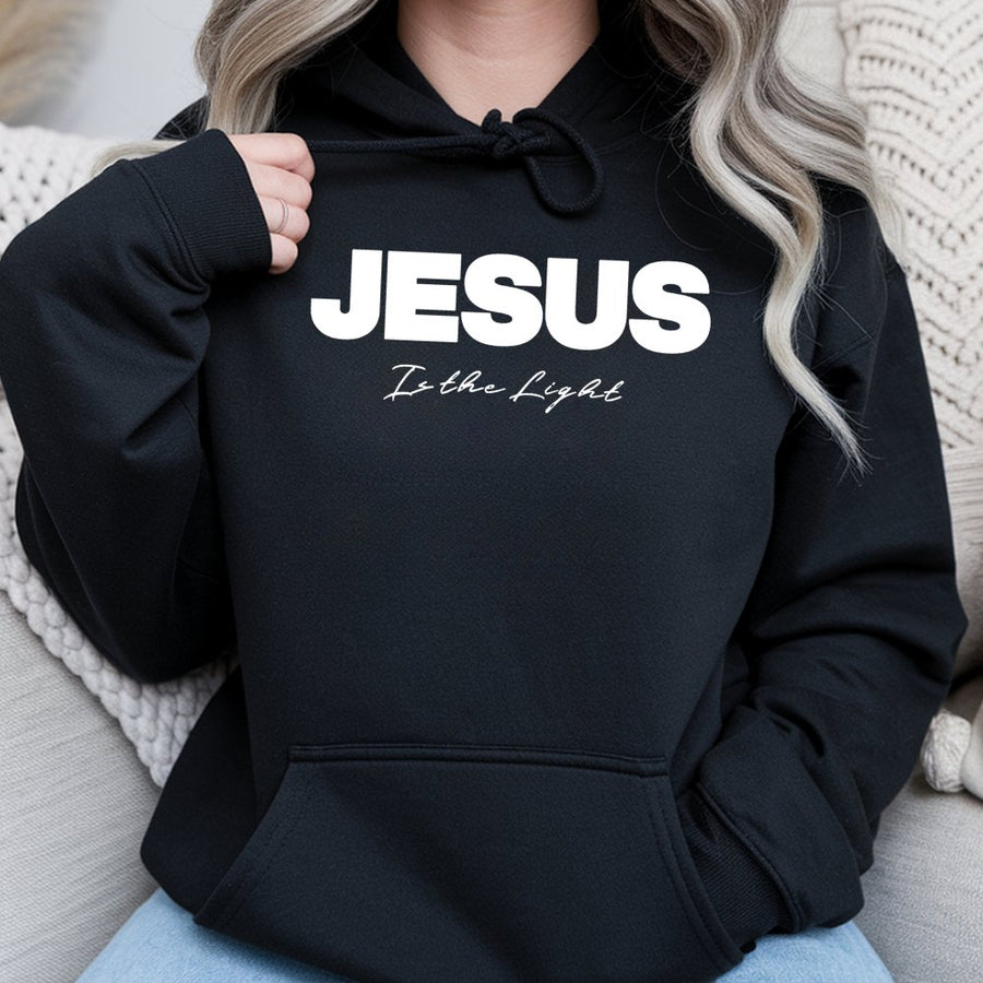 Jesus Is The Light Hoodie | Christian Faith Graphic Streetwear | Premium Cotton Blend | Inspirational Religious Gift for Men and Women
