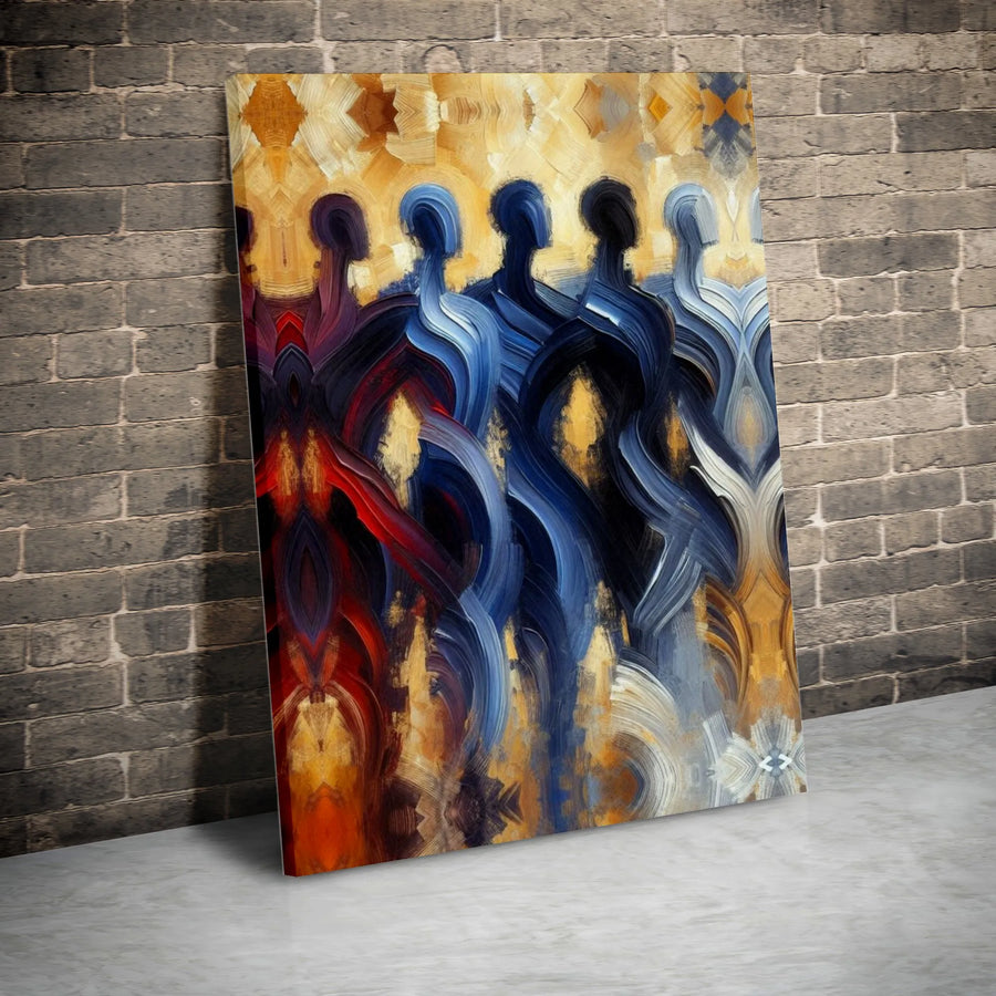 Abstract Human Figures Canvas Wall Art | Textured Expressionist Painting Print | Premium Gallery Wrapped Canvas | Modern Office & Living Room Decor