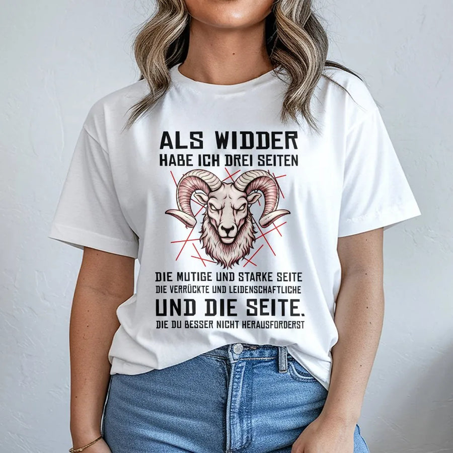 Aries T-Shirt with German Quote | Widder Sternzeichen Sweatshirt | Premium Cotton-Blend Pullover | Astrology Birthday Gift for Men & Women