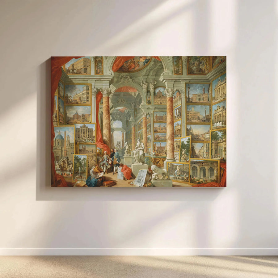 Vintage Roman Art Gallery Canvas | Panini Modern Rome Reproduction | Premium Gallery Quality Print | Collector's Wall Art for Living Room