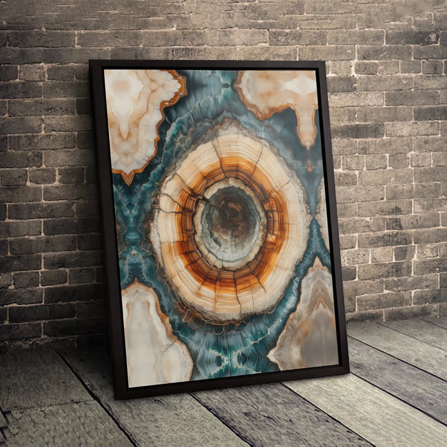 Abstract Geode Canvas Wall Art | Petrified Wood Tree Ring Print | 1.25-Inch Gallery Thick Canvas | Modern Home Decor Gift for Living Room