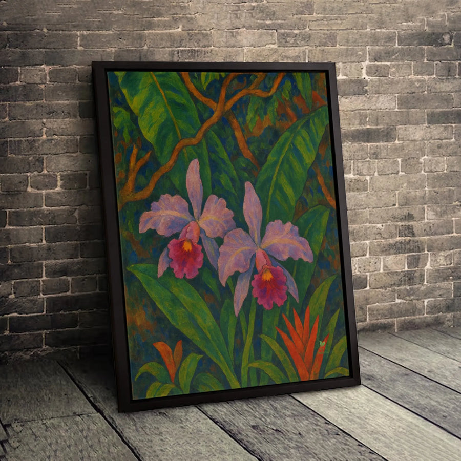 Tropical Orchid Canvas Wall Art | Botanical Cattleya Floral Print | Premium 1.25-Inch Gallery Wrap | Lush Rainforest Decor for Home or Office