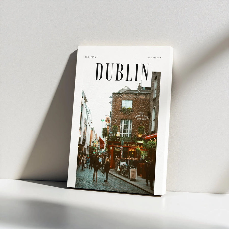 Dublin Ireland Cityscape Canvas Art | Iconic Temple Bar Street Photography | Premium Gallery Wrap Decor | Travel Gift for Irish Home Decor Lovers