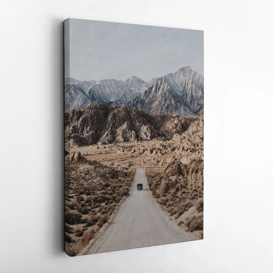 Mountain Road Adventure Canvas Wall Art | Vintage Off-Road Desert Photography | Premium Thick Gallery Wrap | Boho Wanderlust Decor Gift for Traveler
