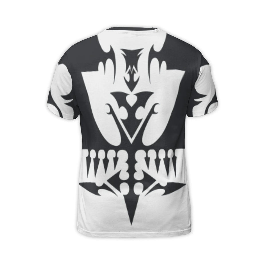 Tribal Tattoo Graphic T-Shirt | Symmetrical Black and White 3D Print | Premium Polyester Spandex | Casual Streetwear for Men and Women