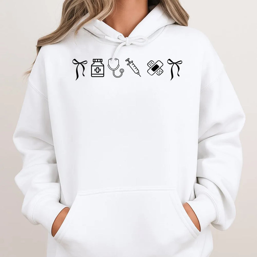 Minimalist Nurse Hoodie | Medical Icon Stethoscope Nursing Design | Soft Premium Cotton Blend | Rn Graduation Gift For Healthcare Workers