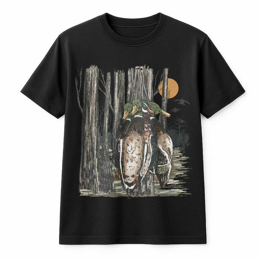Duck Hunting T-Shirt | Mallard Waterfowl Marsh Graphic | Premium Cotton Wildlife Apparel | Hunter Gift for Outdoorsmen