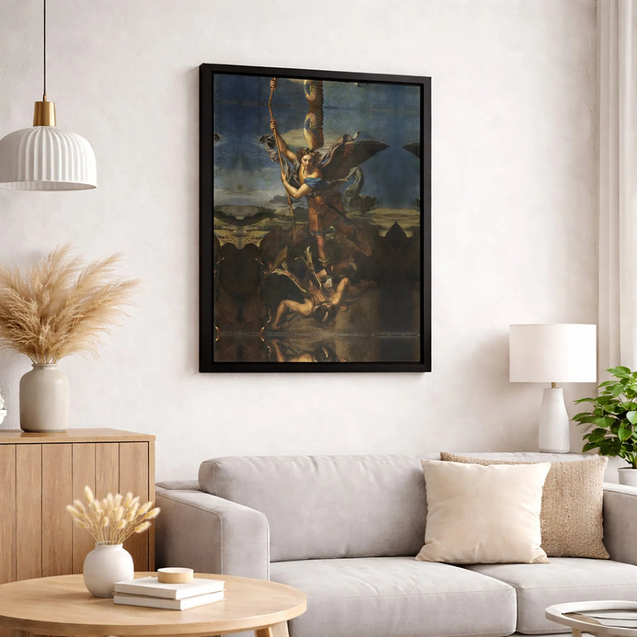 St. Michael Vanquishing Satan Canvas | Classic Raphael Fine Art Print | Premium 1.25 Inch Gallery Wrap | Religious Wall Decor for Home Office