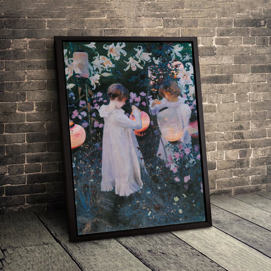 Carnation Lily Lily Rose Canvas Wall Art | John Singer Sargent Reproduction | Premium Gallery Wrap Print | Impressionist Fine Art Home Decor