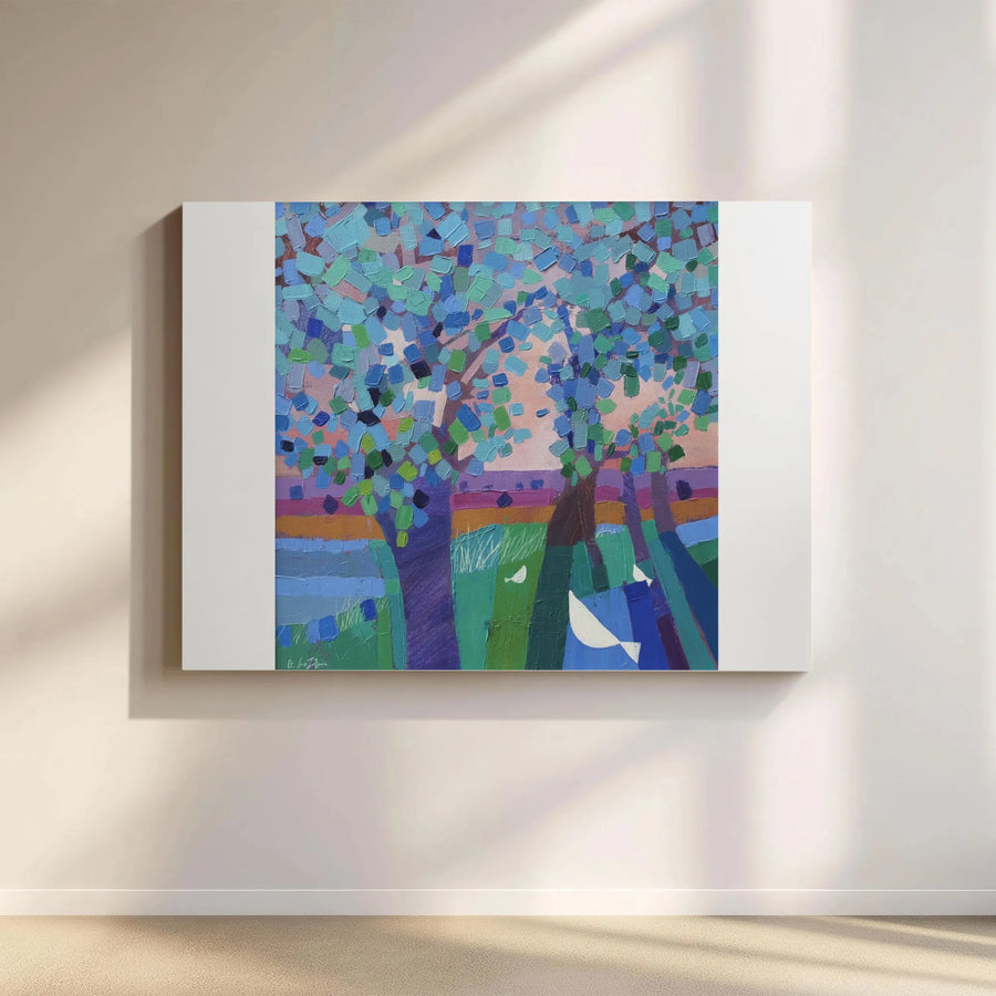 Abstract Tree Canvas Wall Art | Colorful Forest Painting Print | Premium Gallery Wrap Canvas | Modern Home Decor Gift for Living Room