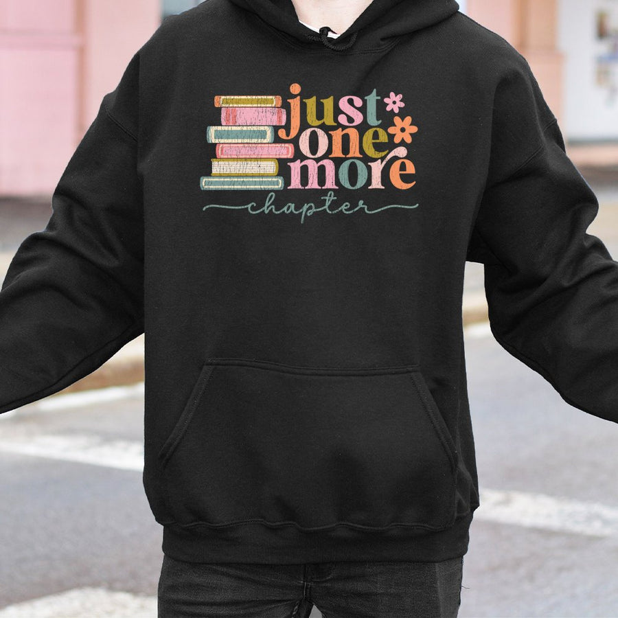 Just One More Chapter Hoodie | Retro Book Lover Graphic | Premium Cotton Blend | Cozy Gift for Readers, Librarians & Bookworms