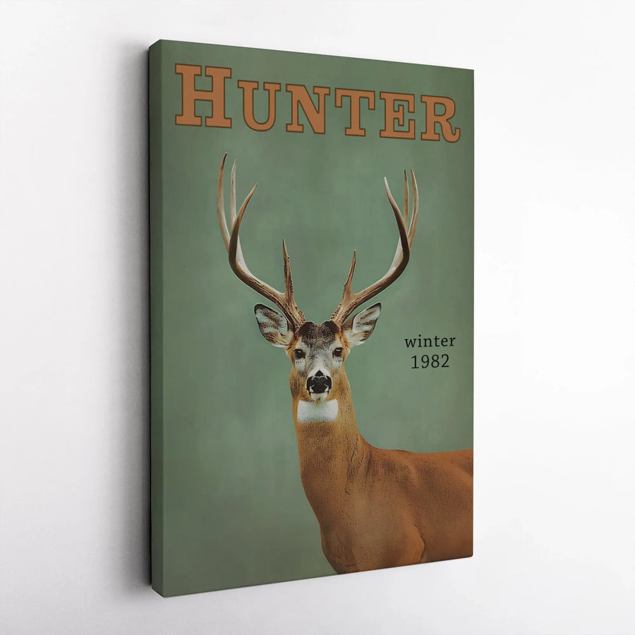Vintage Deer Hunting Wall Art | Hunter Magazine Cover Design | Premium Gallery-Wrapped Canvas | Wildlife Decor Gift for Outdoorsmen